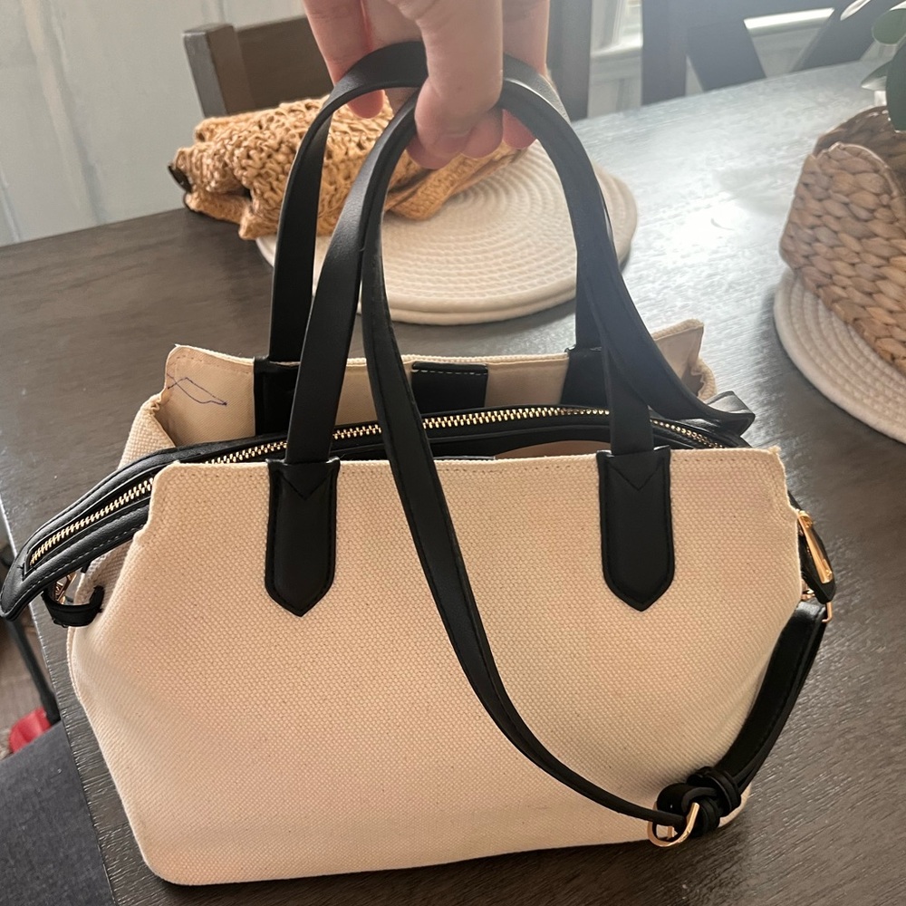 a new day Cream and Black Satchel